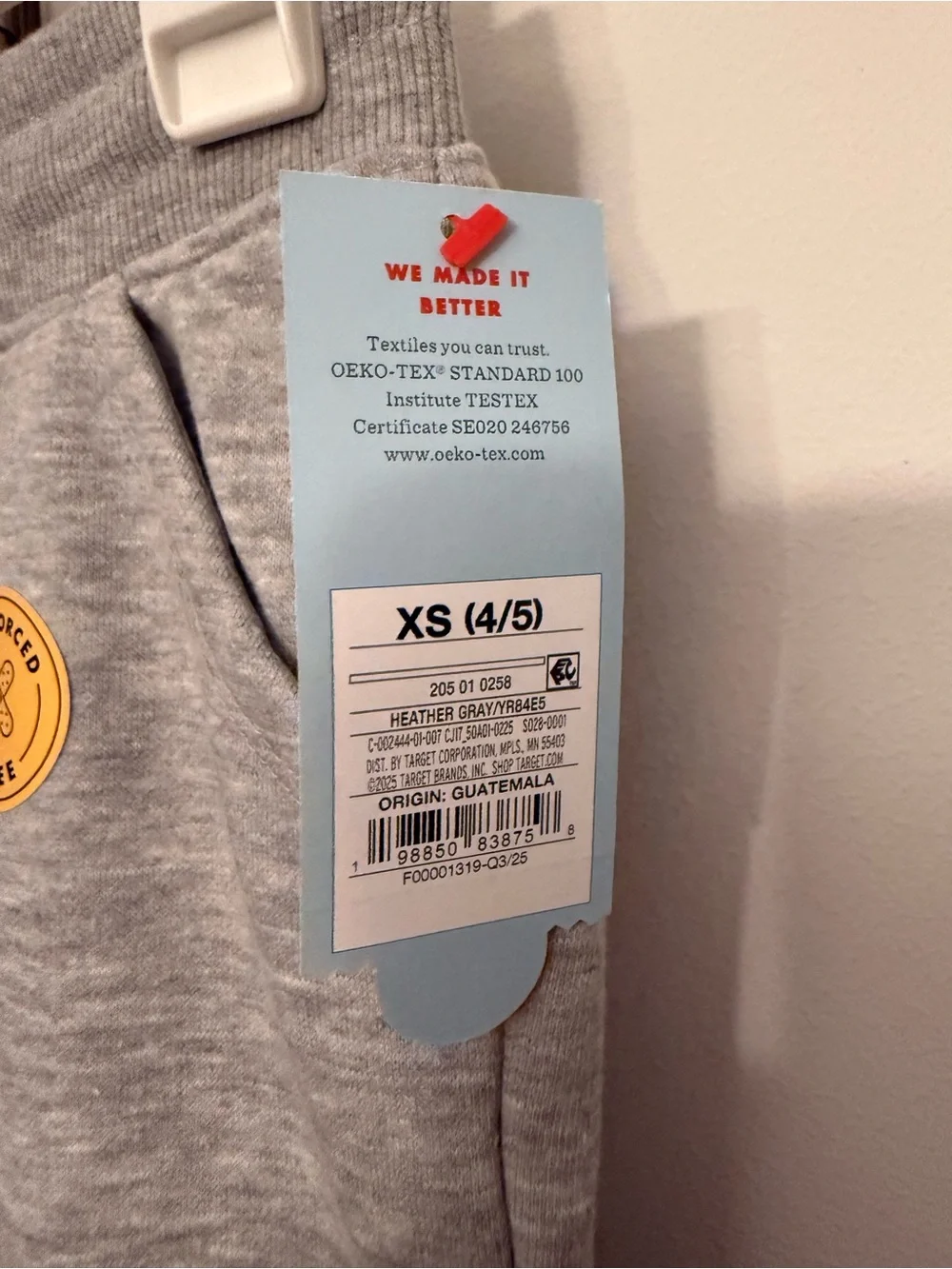 Cat & Jack Heather Gray Jogger Sweatpants with Yellow Patch